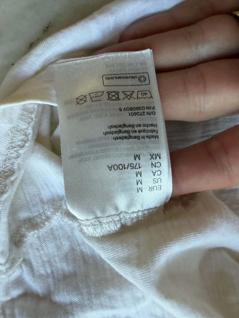 H&M White Henley Regular Fit Cotton T-Shirt Size M - Picture 5 of 7